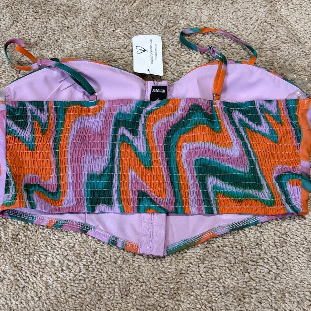 Windsor Silent Disco Swirl Print Corset Top Medium NWT - Picture 4 of 5